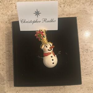 NIB Christopher Radko Vintage Collectible Holiday Enamel Snowman Pendant Pin